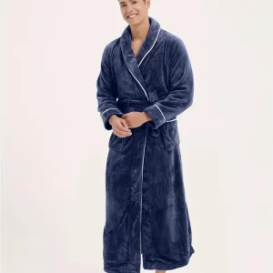 Peignoir de Nuit Éponge Polaire Bleu