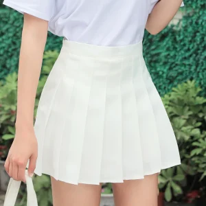 Korean Plaid High Waist Korean Pleated Skirt
