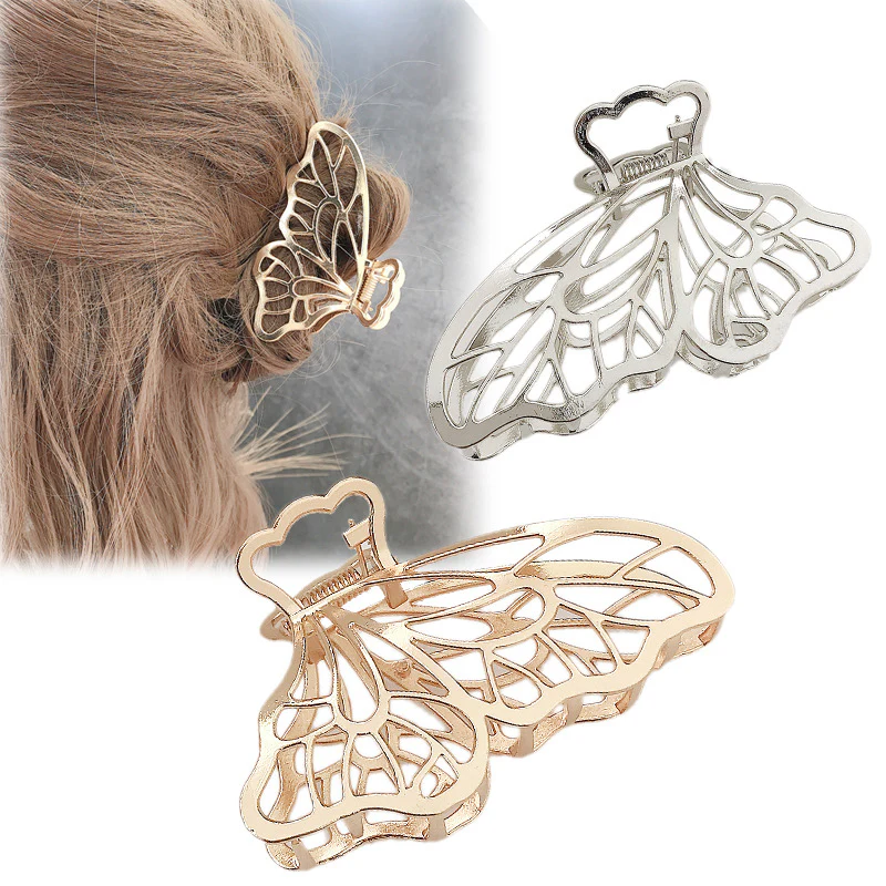 Korea Simple Large Metal Butterfly Hairpin – Image 2
