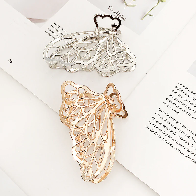 Korea Simple Large Metal Butterfly Hairpin – Image 4