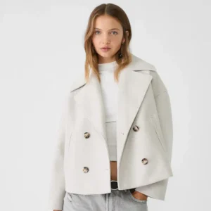 Manteau court à double boutonnage pour femme | Chaud
