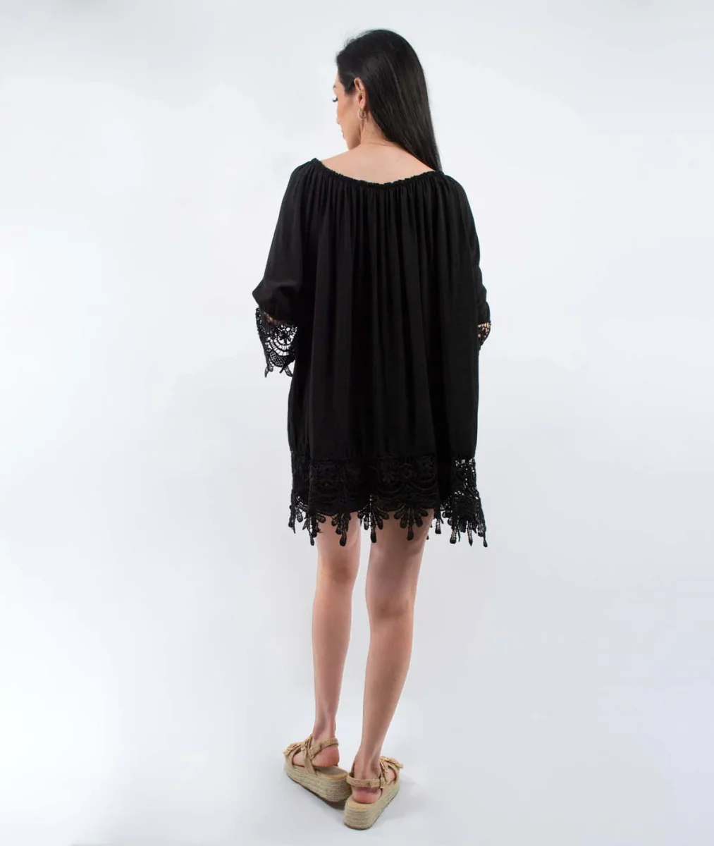 Tunique fluide Jakart détails en dentelles - noir – Image 4