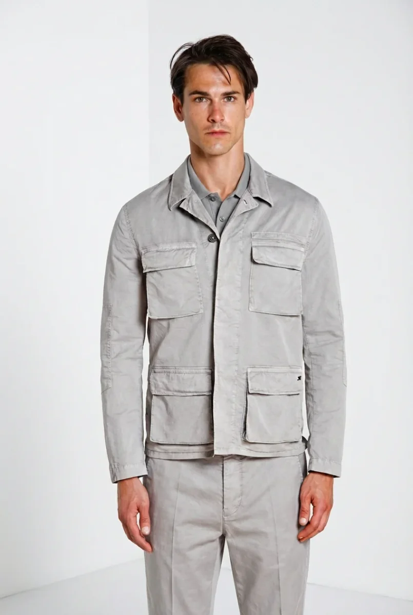Flyshirt delamere giubbotto overshirt uomo in gabardina stretch