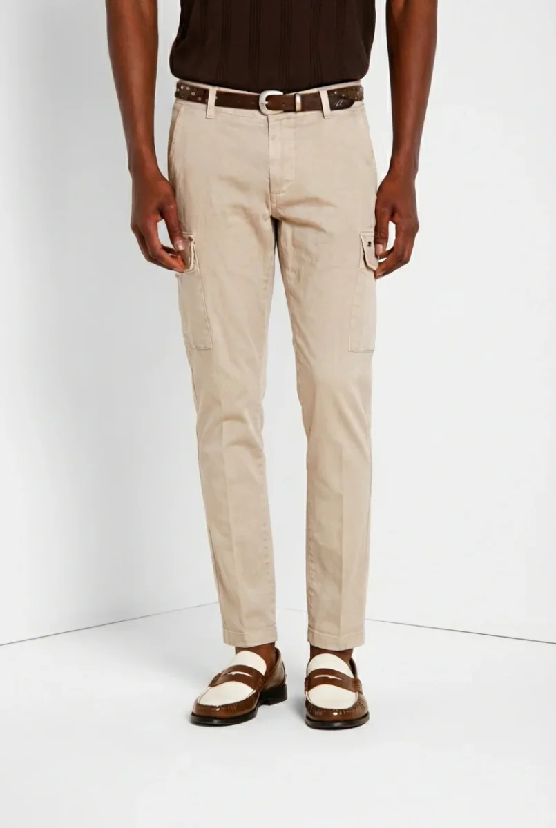 Chile pantalone cargo uomo in raso stretch extra slim fit ① – Image 3