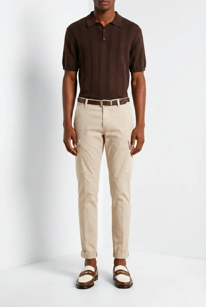 Chile pantalone cargo uomo in raso stretch extra slim fit ① – Image 7