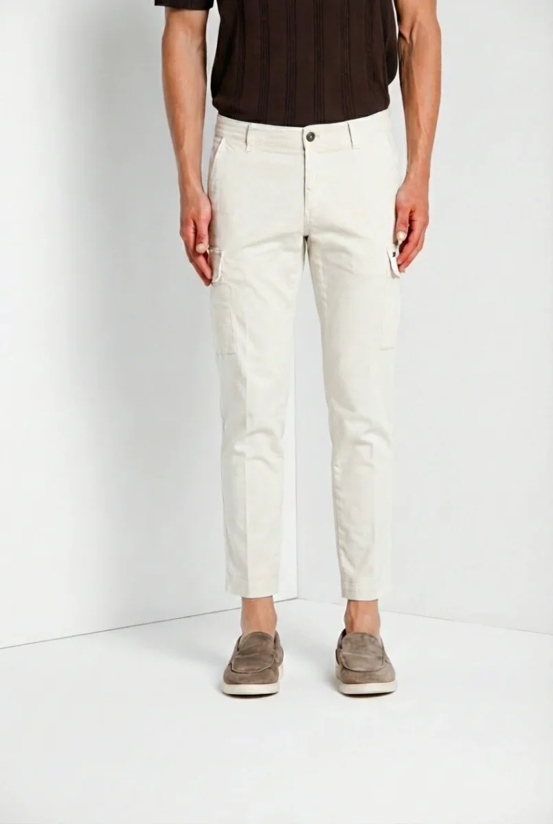 Chile pantalone cargo uomo in raso stretch extra slim fit ① – Image 2