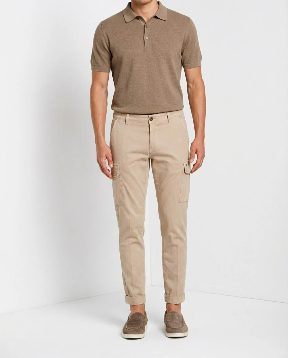 Chile pantalone cargo uomo in raso stretch extra slim fit ① – Image 3