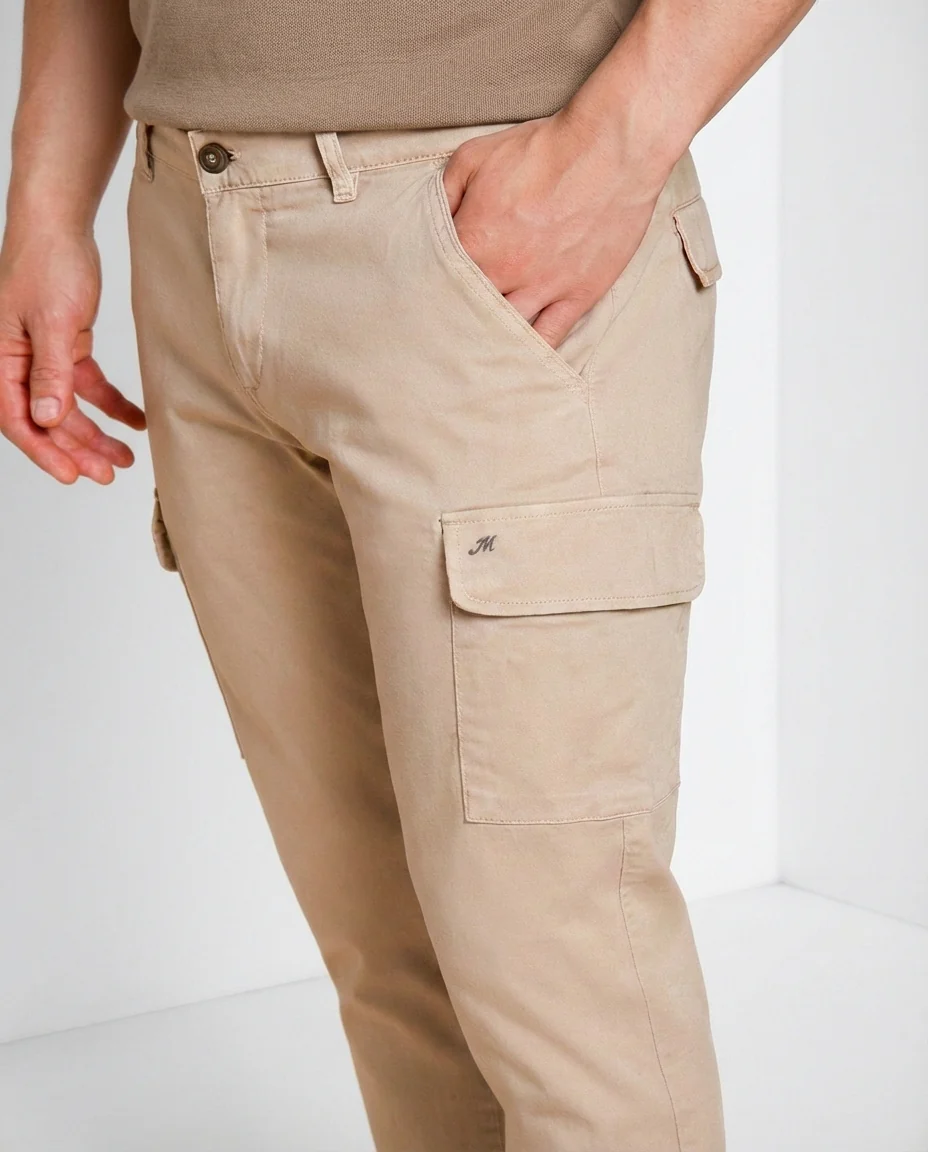 Chile pantalone cargo uomo in raso stretch extra slim fit ① – Image 4