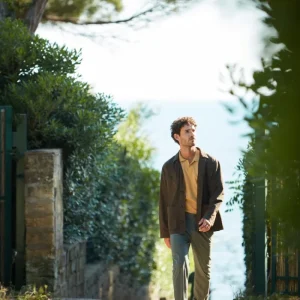 Pinces pantalone chino uomo in gabardina stretch relaxed fit