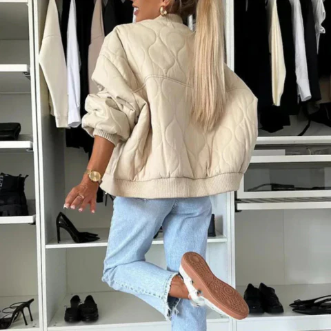 Blouson aviateur à doublure douce pour femme | Oversize – Image 3