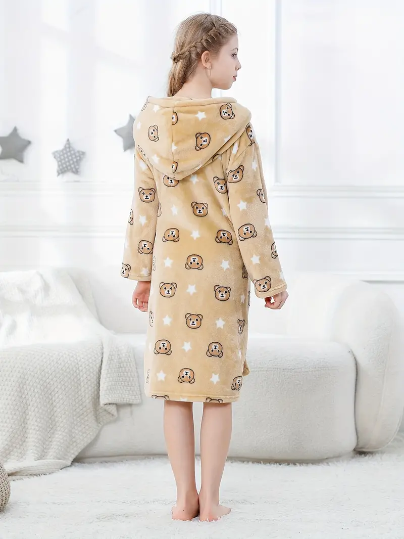Peignoir de Bain Enfant avec Motif D'étoile D'ours Adorable – Image 3