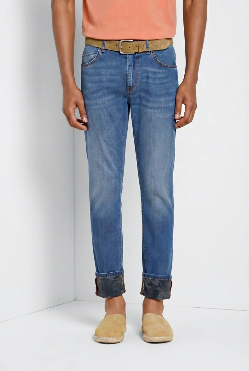 Harris pantalone 5 tasche uomo in denim stampa camouflage slim fit – Image 2