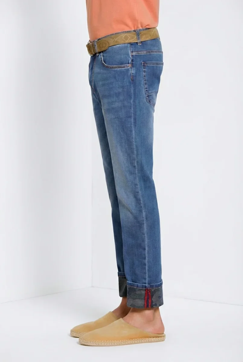 Harris pantalone 5 tasche uomo in denim stampa camouflage slim fit – Image 6