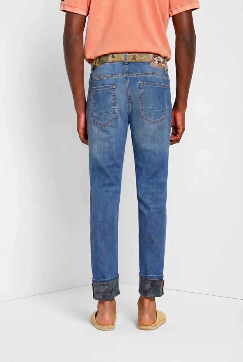 Harris pantalone 5 tasche uomo in denim stampa camouflage slim fit – Image 7