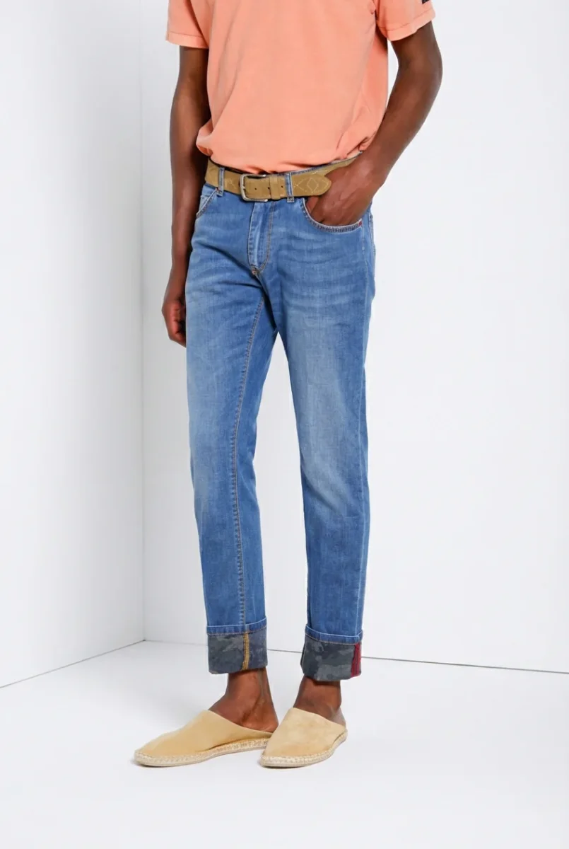 Harris pantalone 5 tasche uomo in denim stampa camouflage slim fit – Image 5