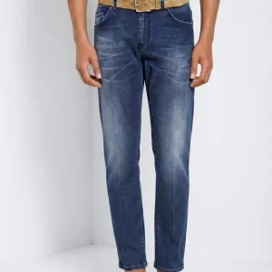 Harris pantalone 5 tasche uomo in denim con stampa Hawaii regular fit