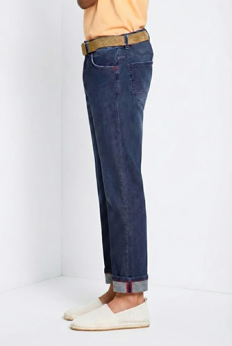 Harris pantalone 5 tasche uomo in denim con stampa Hawaii regular fit – Image 5