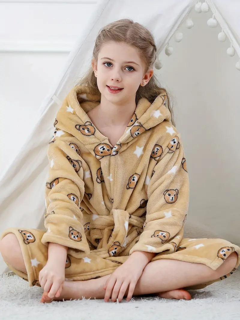 Peignoir de Bain Enfant avec Motif D'étoile D'ours Adorable – Image 4