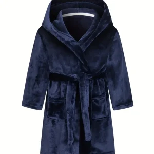 Peignoir de Bain Enfant Bleu avec Capuche
