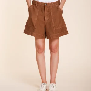 Dallas bermuda cargo donna in cotone fiammato relaxed fit