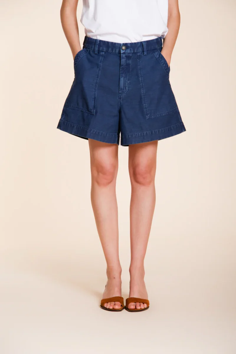 Dallas bermuda cargo donna in cotone fiammato relaxed fit