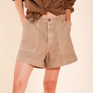 Dallas bermuda cargo donna in cotone fiammato relaxed fit