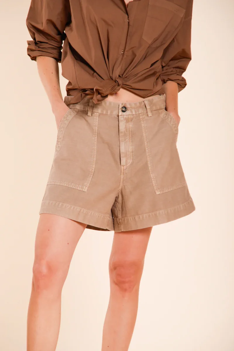 Dallas bermuda cargo donna in cotone fiammato relaxed fit – Image 2