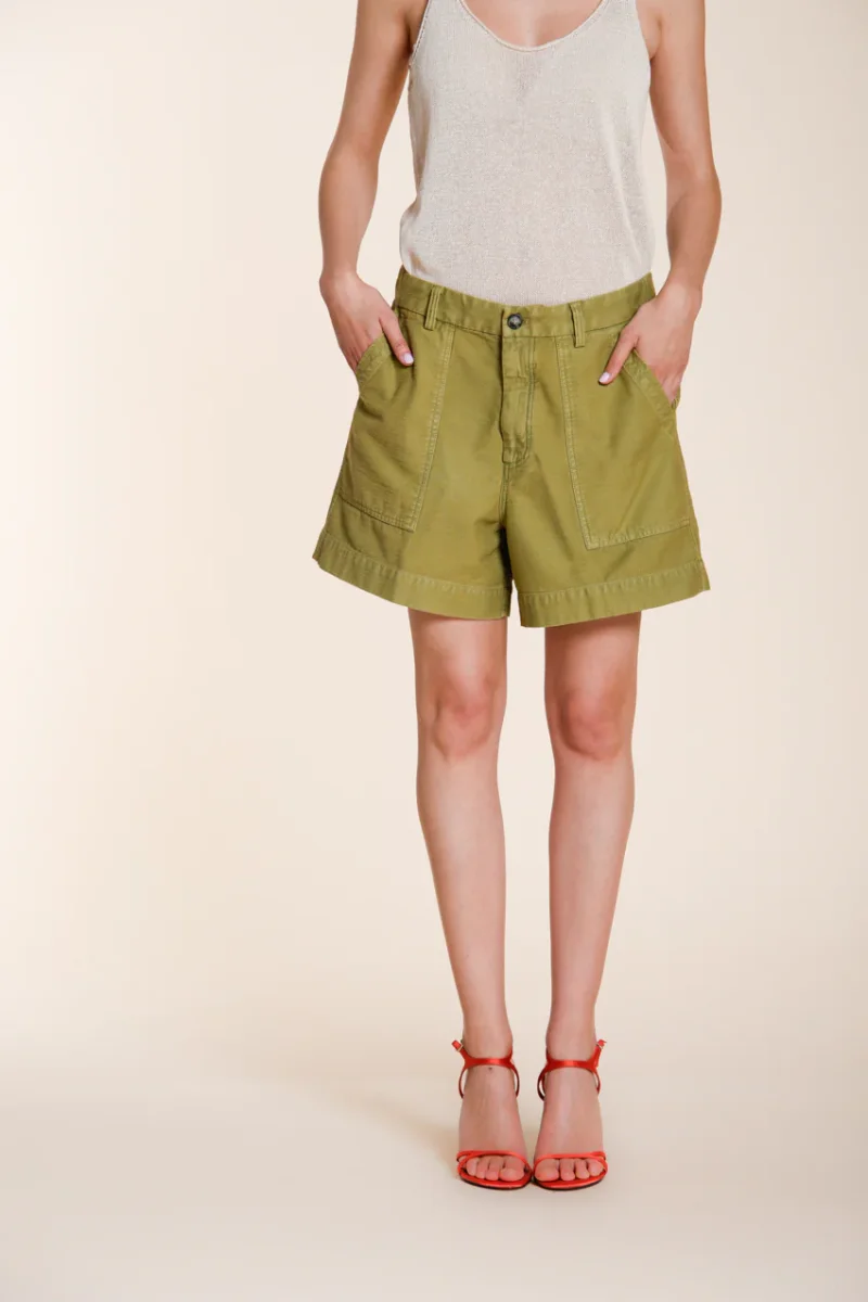 Dallas bermuda cargo donna in cotone fiammato relaxed fit