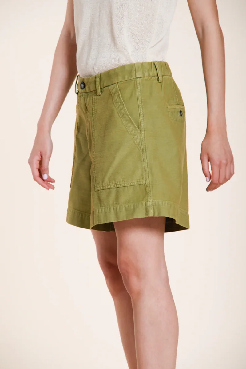 Dallas bermuda cargo donna in cotone fiammato relaxed fit – Image 3