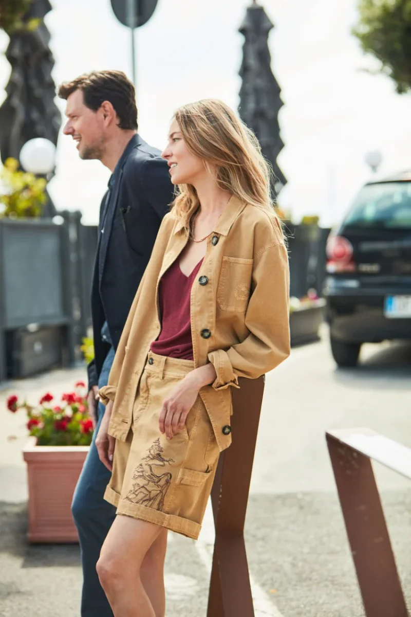 Baltimora bermuda cargo donna in panama fiammata relaxed fit – Image 2