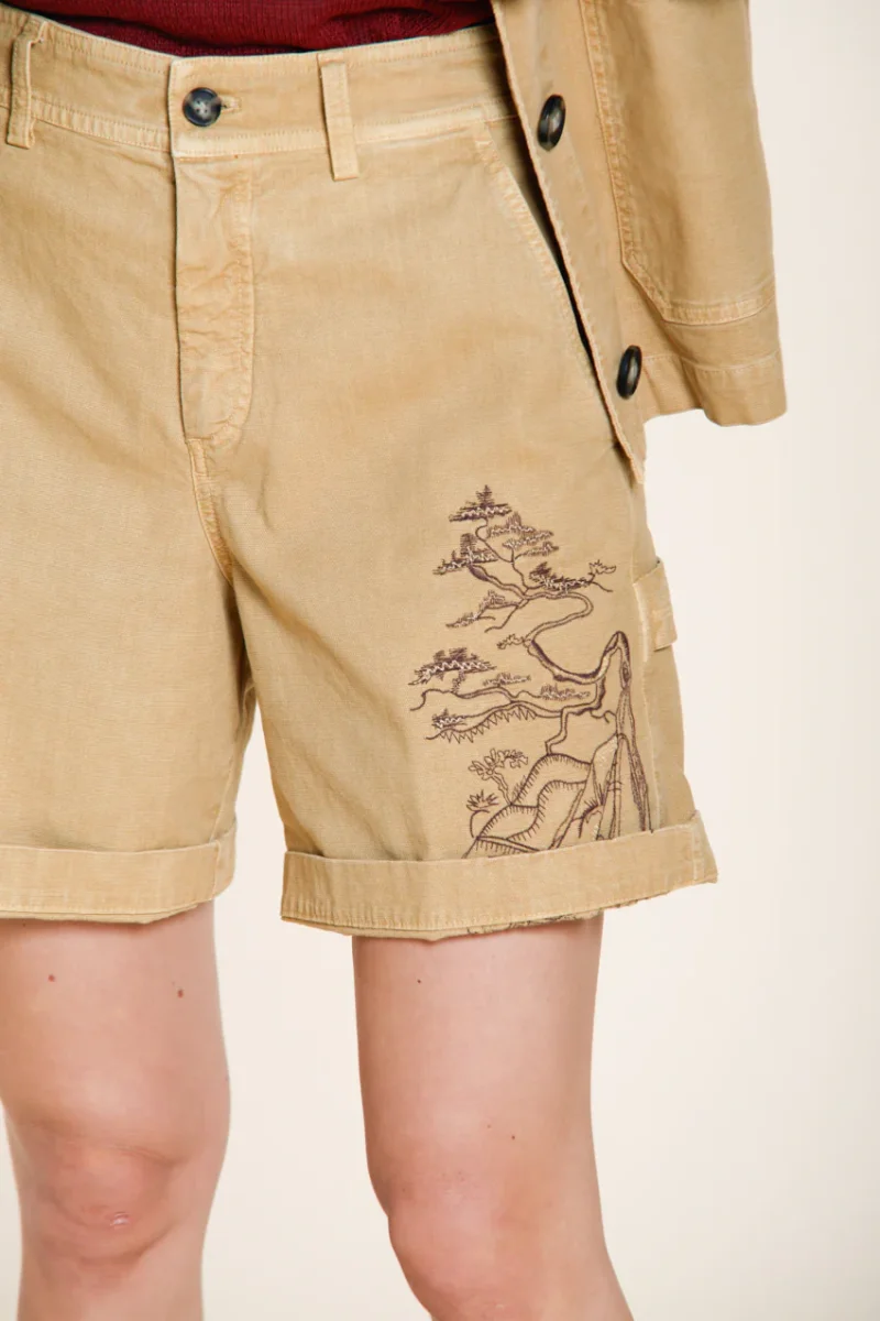 Baltimora bermuda cargo donna in panama fiammata relaxed fit – Image 5