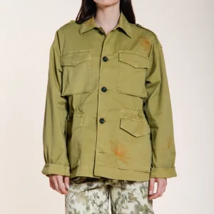 Florence New giacca donna in twill leggero stretch ricamo fiori