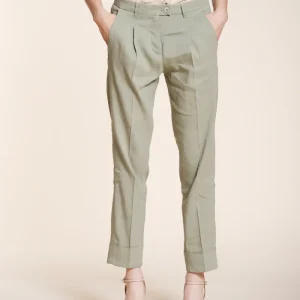 New York Carrot Sartoriale pantalone chino donna in tela misto lino carrot fit