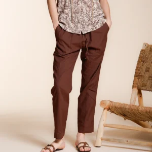 Jogger City pantalone chino donna in tela di lino e cotone leggero relaxed fit