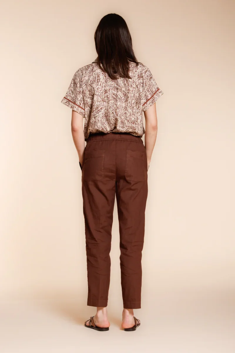 Jogger City pantalone chino donna in tela di lino e cotone leggero relaxed fit – Image 6