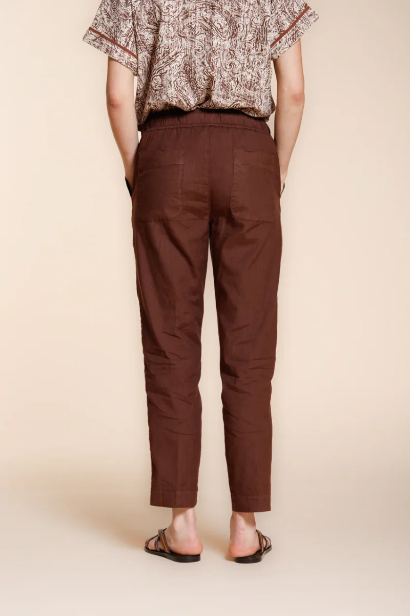 Jogger City pantalone chino donna in tela di lino e cotone leggero relaxed fit – Image 5