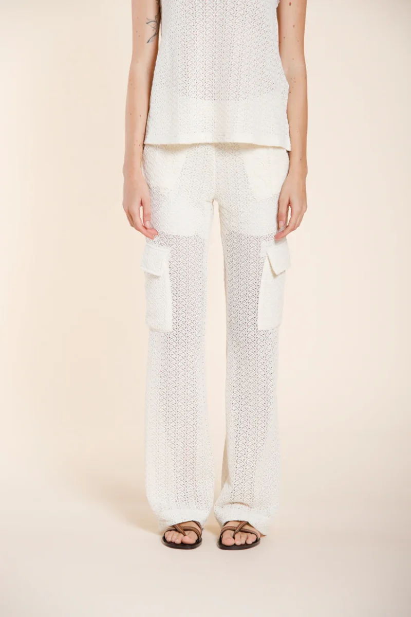 Easy Straight pantalone cargo jogger donna in maglia crochet straight fit – Image 3