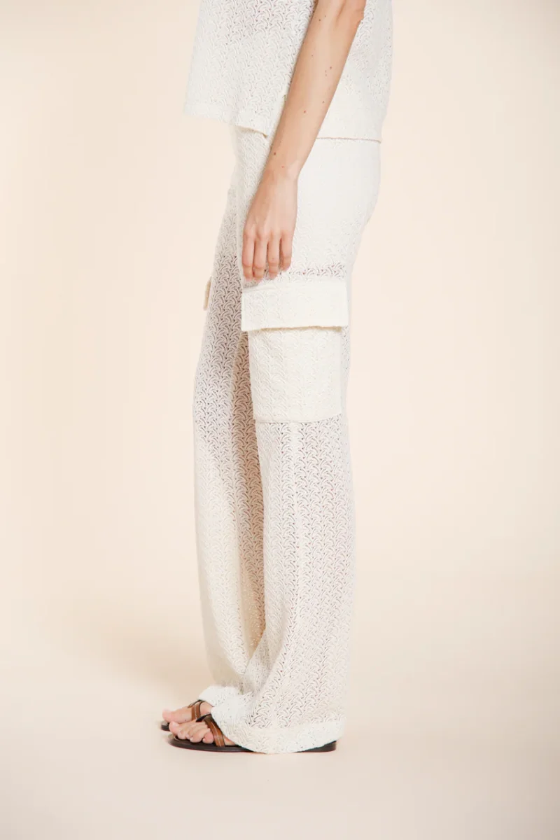 Easy Straight pantalone cargo jogger donna in maglia crochet straight fit – Image 5