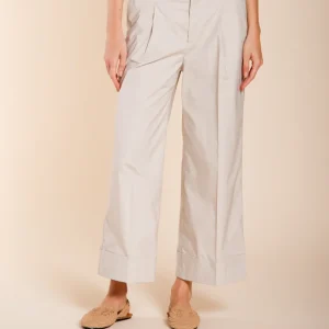 New York Wide pantalone chino donna in tela paracadute wide leg