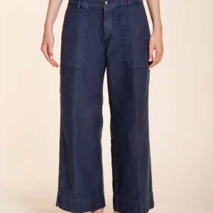 Dallas Wide pantalone cargo donna in cotone fiammato straight fit