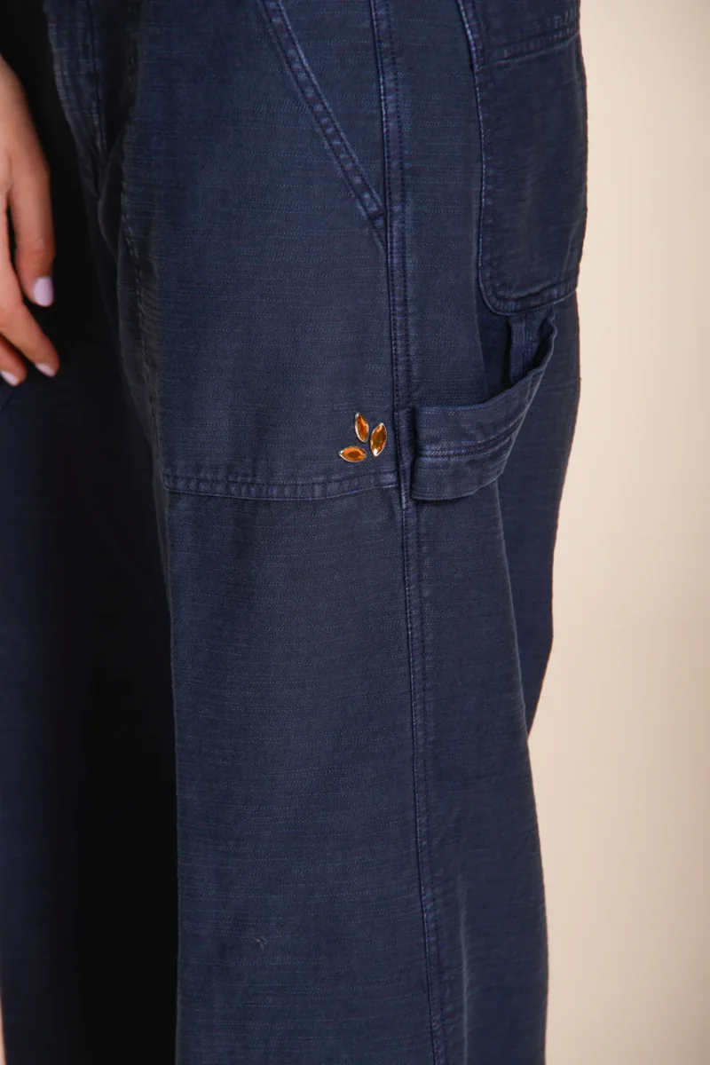 Dallas Wide pantalone cargo donna in cotone fiammato straight fit – Image 3