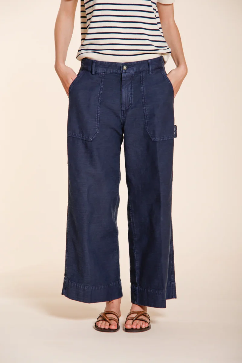 Dallas Wide pantalone cargo donna in cotone fiammato straight fit – Image 4