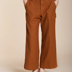 Dallas Wide pantalone cargo donna in cotone fiammato straight fit