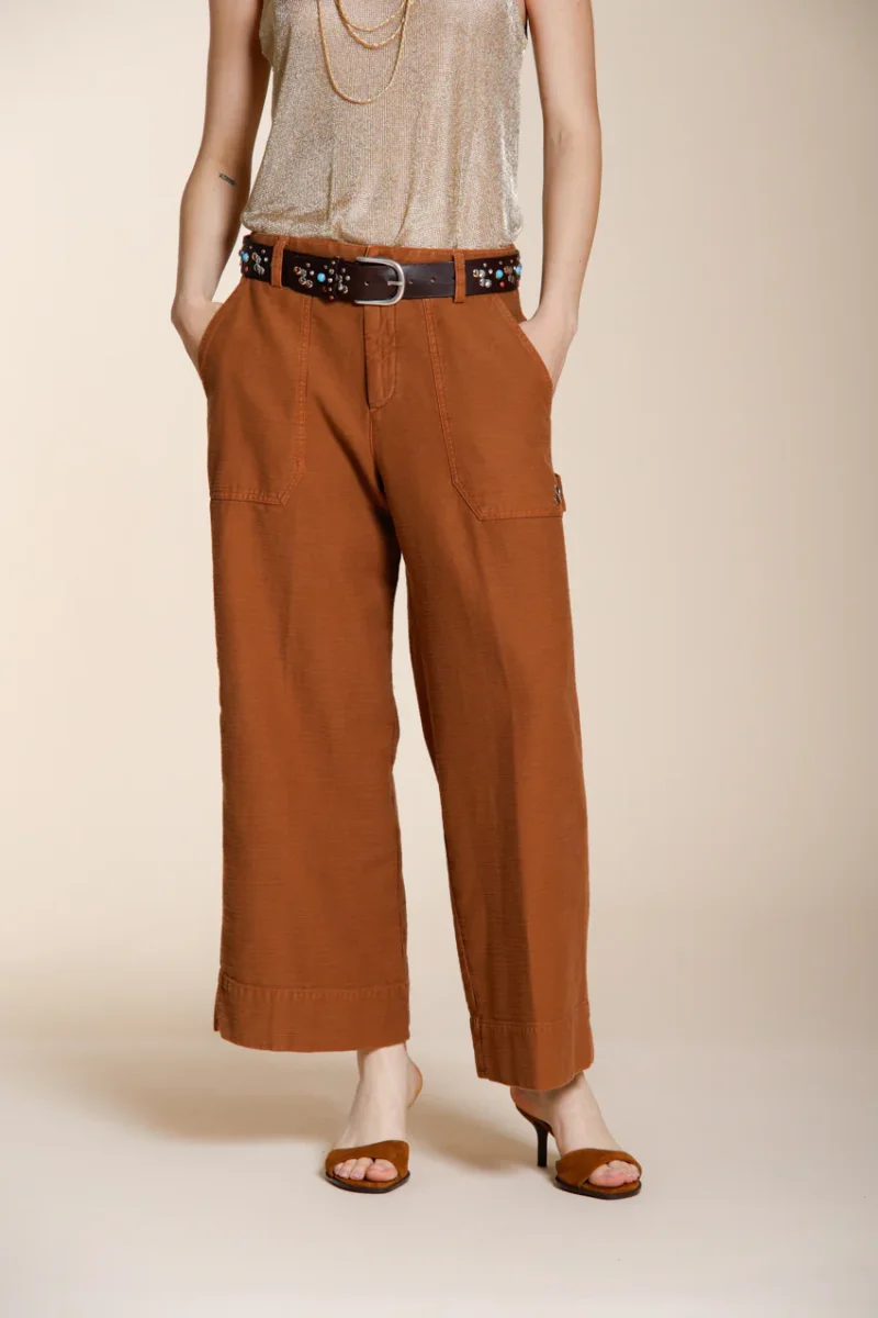 Dallas Wide pantalone cargo donna in cotone fiammato straight fit – Image 4