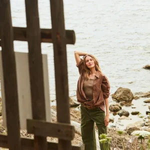 Dallas Wide pantalone cargo donna in cotone fiammato straight fit