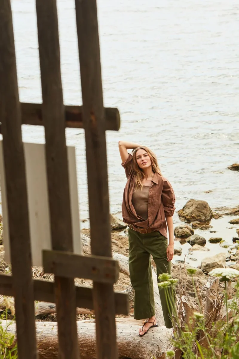 Dallas Wide pantalone cargo donna in cotone fiammato straight fit – Image 2