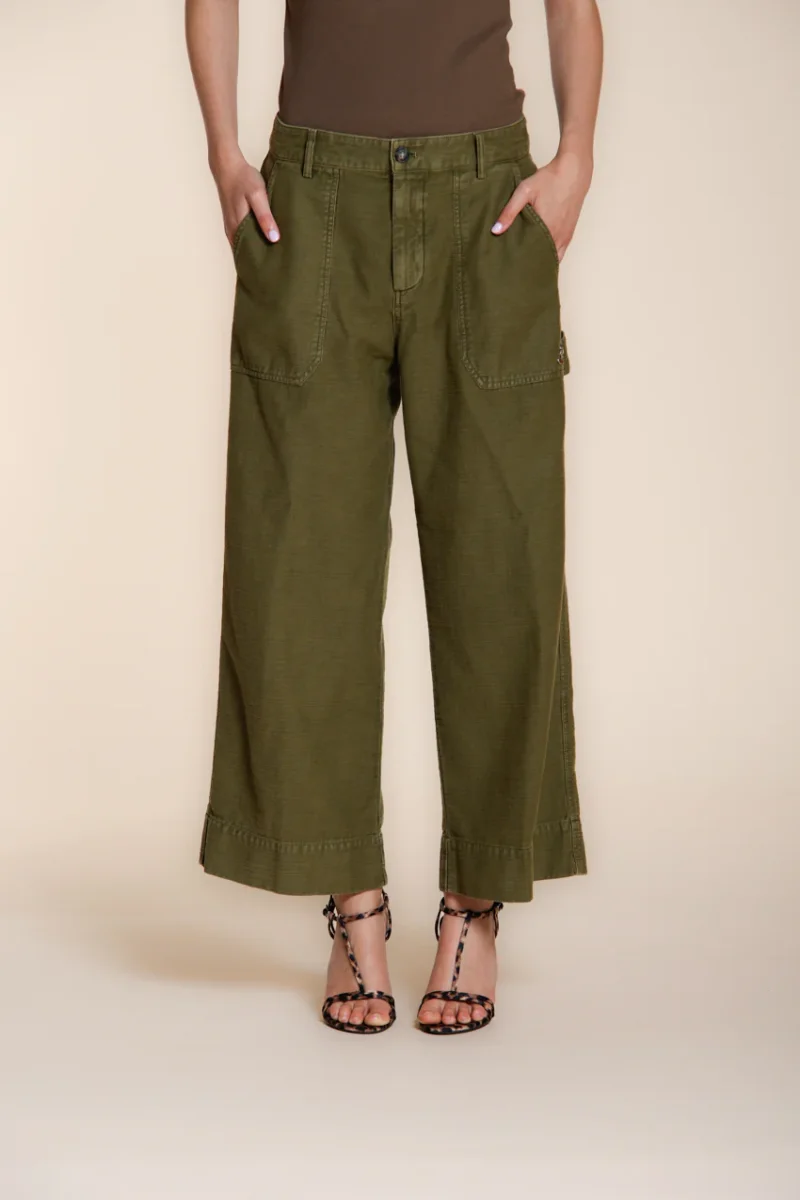 Dallas Wide pantalone cargo donna in cotone fiammato straight fit – Image 3