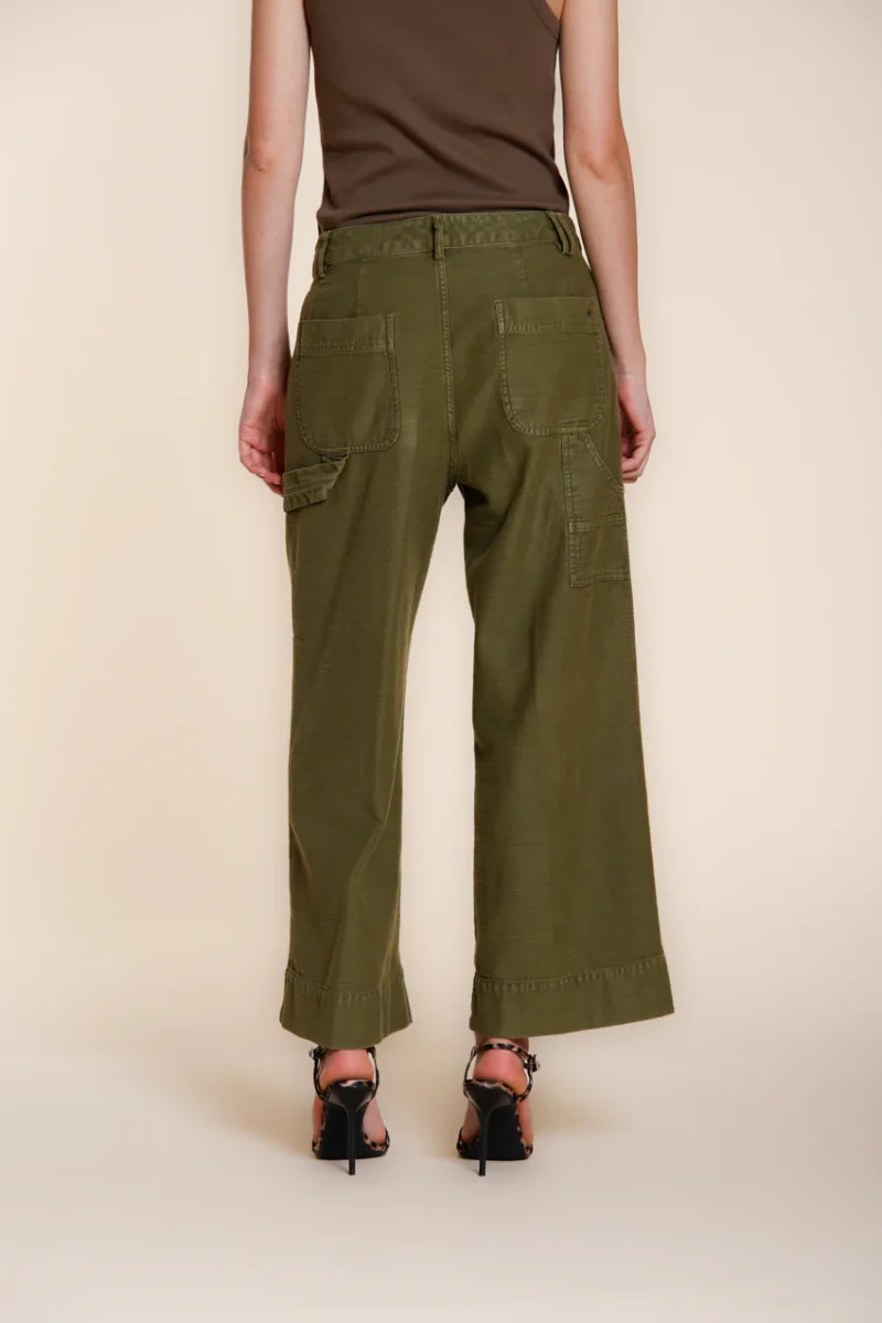 Dallas Wide pantalone cargo donna in cotone fiammato straight fit – Image 7
