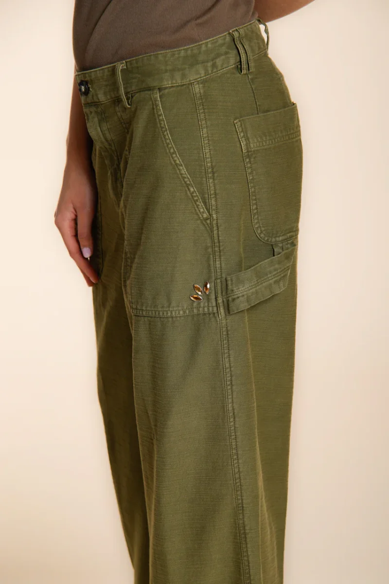 Dallas Wide pantalone cargo donna in cotone fiammato straight fit – Image 5