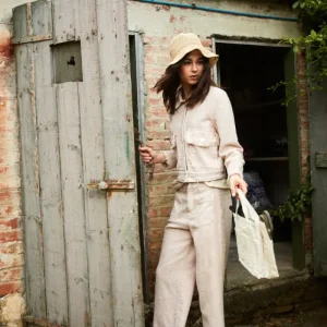 New York Studio Cropped pantalone chino donna in stuoia straight fit